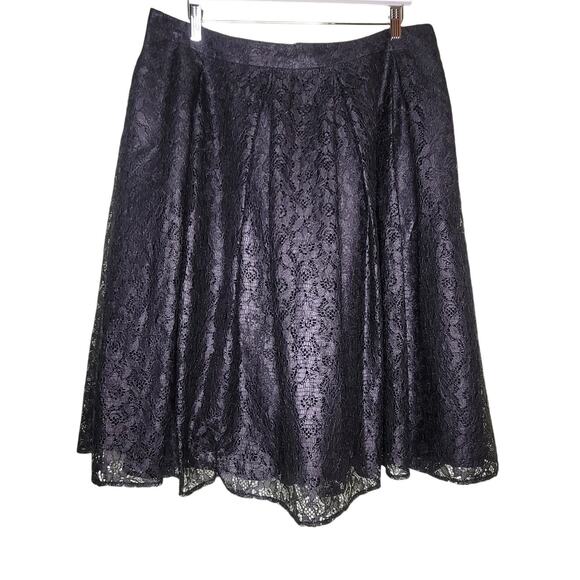 Sejour Lace Skirt 14W Black A-Line Midi Pleated Whimsigoth Witchy Goth Pockets‎ - Picture 1 of 9